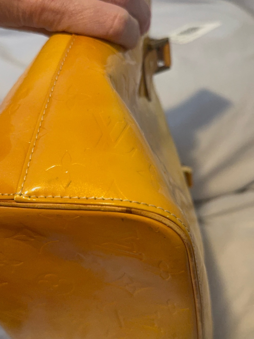 Louis Vuitton Vernis Yellow Patent Leather Tote Bag Rare Vintage Y2K - Picture 7 of 16